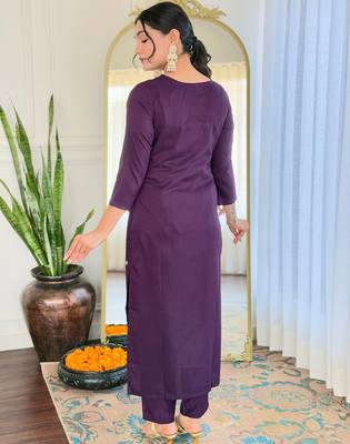Wine color rayon fabric beautiful festive wear readymade kurta set 2