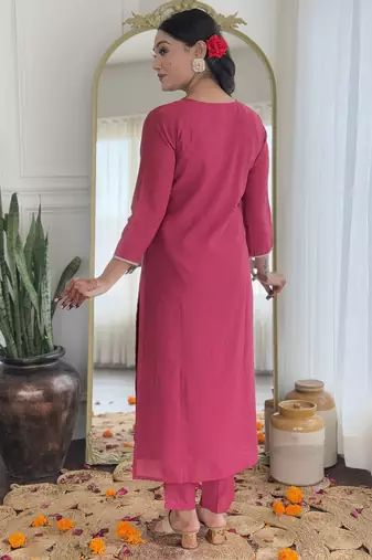 Pink color viscosee silk beautiful festive wear readymade kurta set