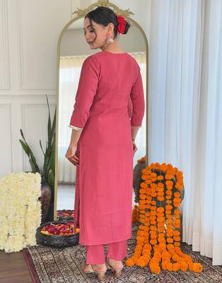 Gajri color chanderi beautiful festive wear readymade kurta set 2