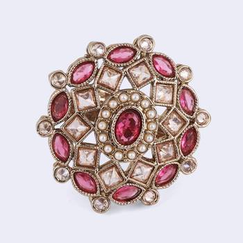 elegant gold plated adjustable ring with red stone detailing 3