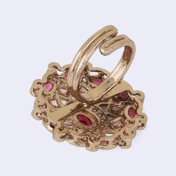 elegant gold plated adjustable ring with red stone detailing 5