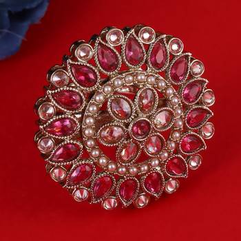 Royal flower and oval shape gold plated adjustable finger ring for women 1