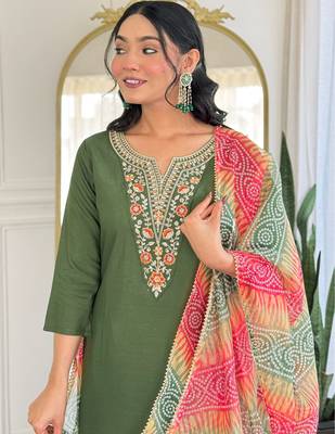 Mahendi color rayon fabric beautiful festive wear readymade kurta set 3