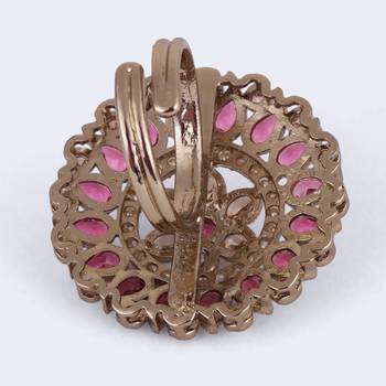 Royal flower and oval shape gold plated adjustable finger ring for women 5
