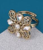 Stylish paisley design gold plated adjustable finger ring for women