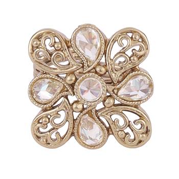 Stylish paisley design gold plated adjustable finger ring for women 2