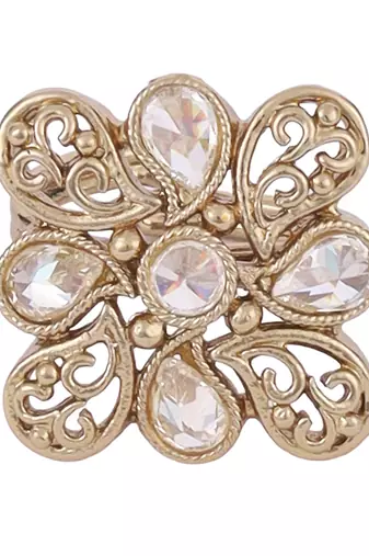 Stylish paisley design gold plated adjustable finger ring for women