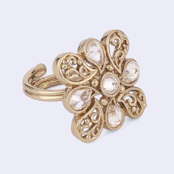 Stylish paisley design gold plated adjustable finger ring for women 4