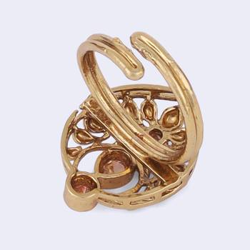 Superb flower and oval shape gold plated adjustable finger ring for women 5