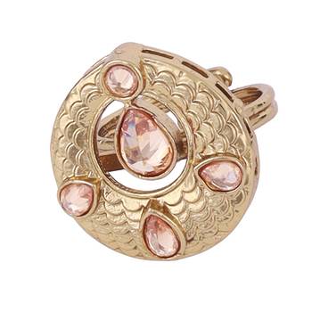 Luxurious round and oval shape gold plated adjustable finger ring for women 2