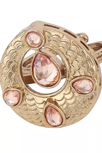 Luxurious round and oval shape gold plated adjustable finger ring for women