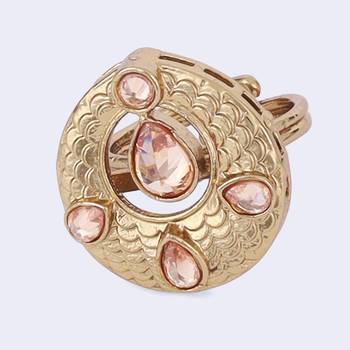 Luxurious round and oval shape gold plated adjustable finger ring for women 3