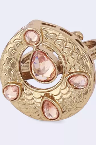 Luxurious round and oval shape gold plated adjustable finger ring for women
