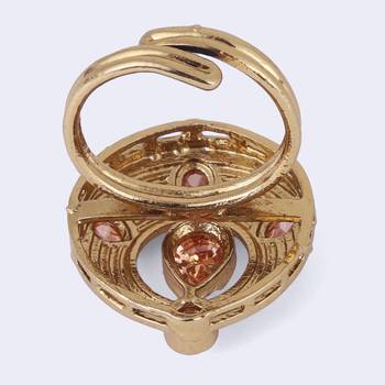 Luxurious round and oval shape gold plated adjustable finger ring for women 5