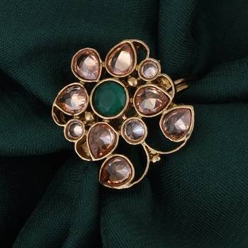 Marvellous oval shape gold plated adjustable finger ring for women 1
