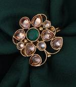 Marvellous oval shape gold plated adjustable finger ring for women