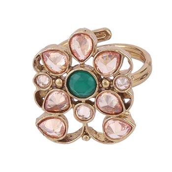 Marvellous oval shape gold plated adjustable finger ring for women 2