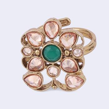 Marvellous oval shape gold plated adjustable finger ring for women 3