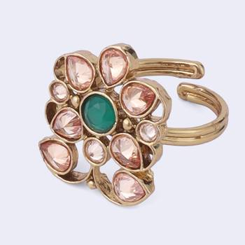 Marvellous oval shape gold plated adjustable finger ring for women 4