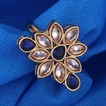 Modern oval shape gold plated adjustable finger ring for women 1