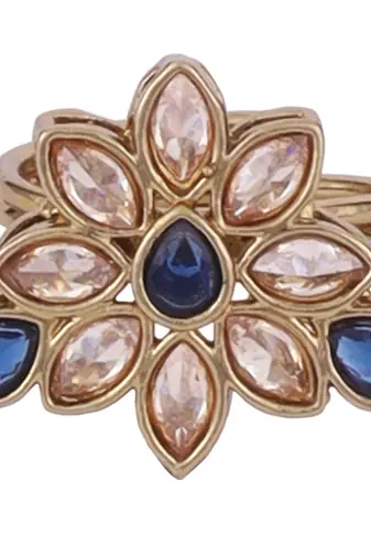 Modern oval shape gold plated adjustable finger ring for women