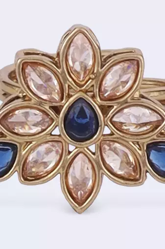 Modern oval shape gold plated adjustable finger ring for women