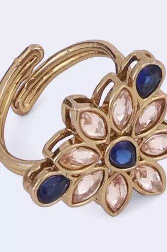 Modern oval shape gold plated adjustable finger ring for women