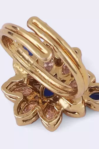 Modern oval shape gold plated adjustable finger ring for women