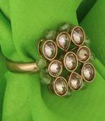 Modish round and oval shape gold plated adjustable finger ring for women