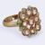 Modish round and oval shape gold plated adjustable finger ring for women