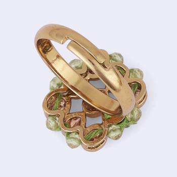 Modish round and oval shape gold plated adjustable finger ring for women 5