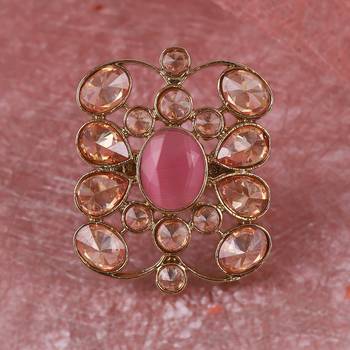 Pleasant oval shape gold plated adjustable finger ring for women 1