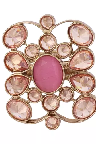 Pleasant oval shape gold plated adjustable finger ring for women