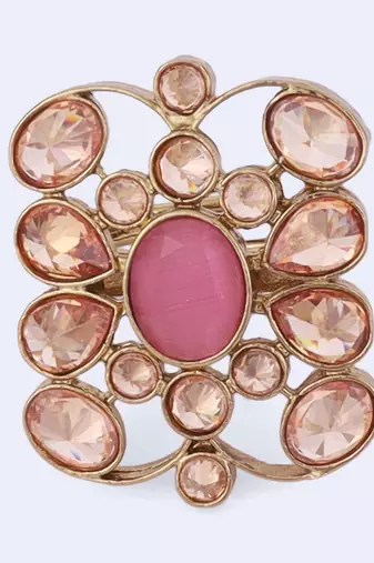 Pleasant oval shape gold plated adjustable finger ring for women
