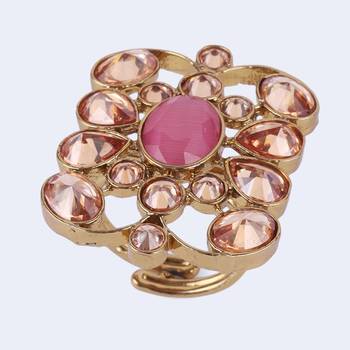 Pleasant oval shape gold plated adjustable finger ring for women 4