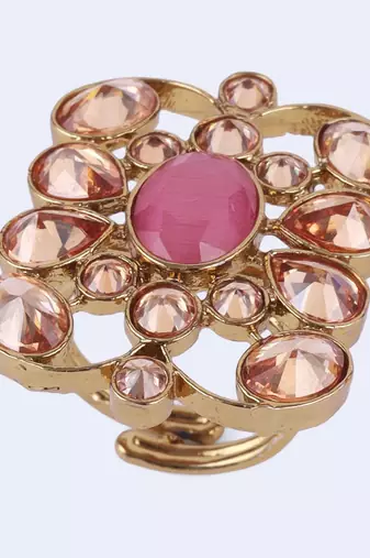 Pleasant oval shape gold plated adjustable finger ring for women