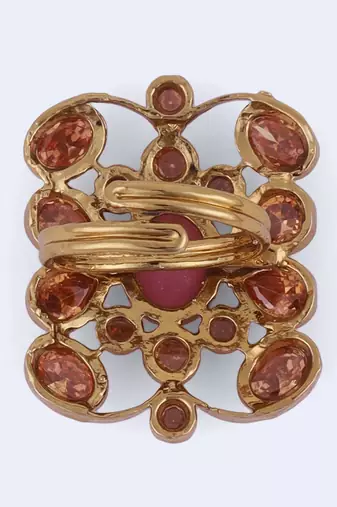 Pleasant oval shape gold plated adjustable finger ring for women