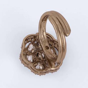 gold plated round & triangle stone adjustable ring for women 5