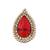 Inspired oval shape center red stone gold plated adjustable finger ring for women