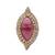 Lavish oval shape center pink stone gold plated adjustable finger ring for women