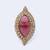 Lavish oval shape center pink stone gold plated adjustable finger ring for women