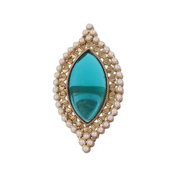 Lovely oval shape center sky blue stone gold plated adjustable finger ring for women 2