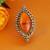 Glamorous oval shape center orange stone gold plated adjustable finger ring for women
