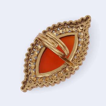 Glamorous oval shape center orange stone gold plated adjustable finger ring for women 4