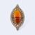 Glamorous oval shape center orange stone gold plated adjustable finger ring for women