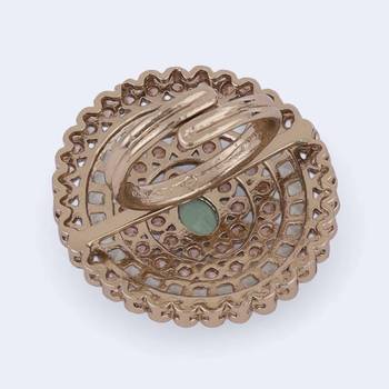 Glimmery round shape gold plated adjustable finger ring for women 4