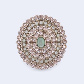 Glimmery round shape gold plated adjustable finger ring for women 5