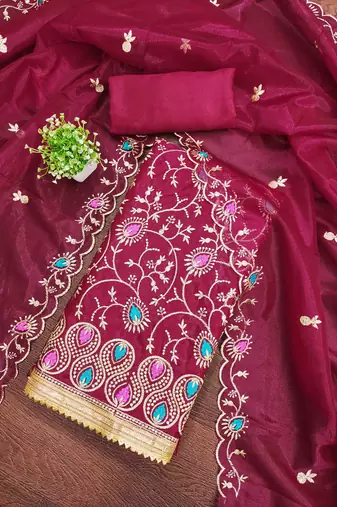 Women's rani embroidered dress material