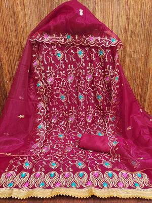 Women's rani embroidered dress material 3