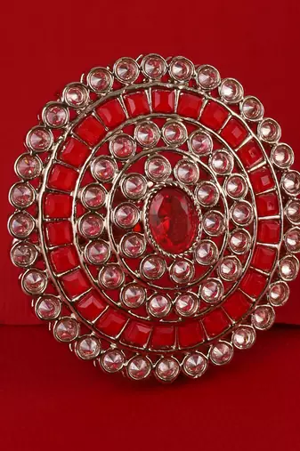 Glorious round shape gold plated adjustable finger ring for women